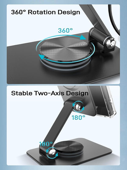 Magnetic Wireless Charger for Samsung Galaxy S25 Ultra/S24, Foldable Travel Mag-Safe Charger Stand for iPhone 16/15/14/Pixel 9 Pro/8, Aluminum Stand Magnet Android Phone Charger 360°Rotation Base