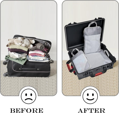Suitcase Organizer Compression Packing Expandable Travel Suitcase Organizers, Grey 3 Pieces