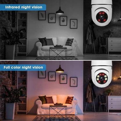 UPULTRA Light Bulb Security Camera Outdoor 2packs HD Wireless 5GHz/2.4GHz WiFi Home IP Cameras E27 360 Degree Panoramic,Motion Detection and Alarm,Two-Way Audio,Night Vision