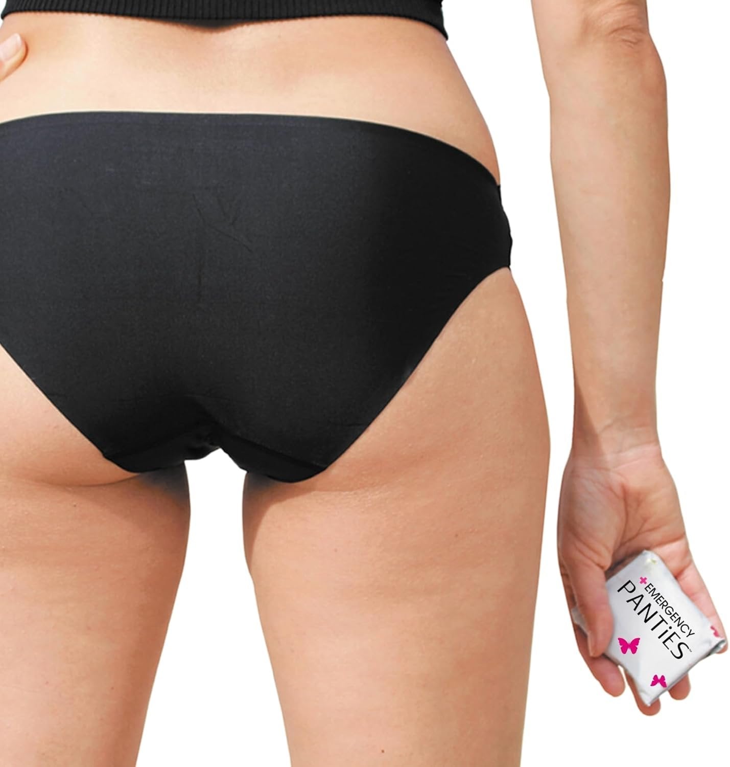 Panties On The Go Kit = Women's Seamless Underwear, Pantyliner, Wipe & WashBag