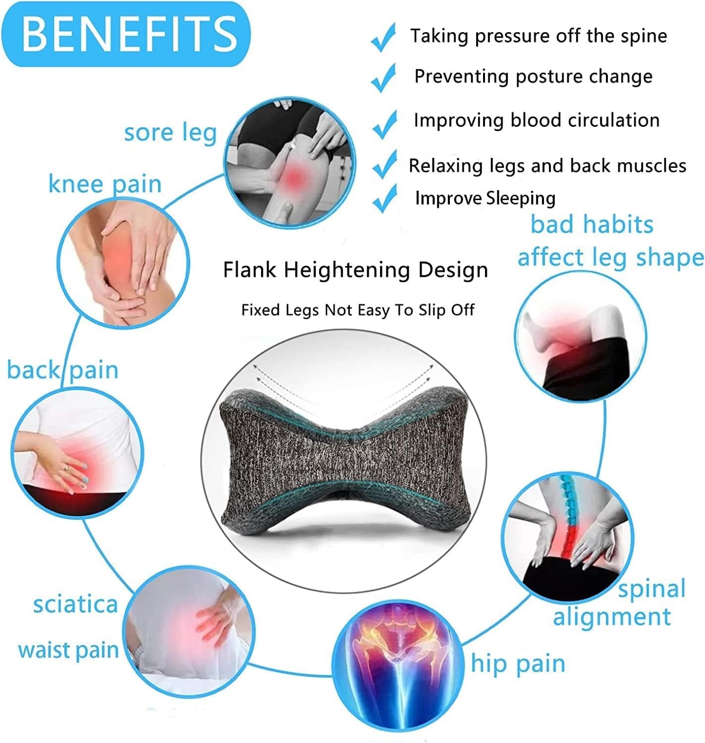 ZJZ Knee Pillow for Side Pillow, Memory Foam Knee Pillow, Suitable for Relieving Leg, Back, Knee Pain, improving Sleep Quality, Butterfly Side Pillow Leg Pillow