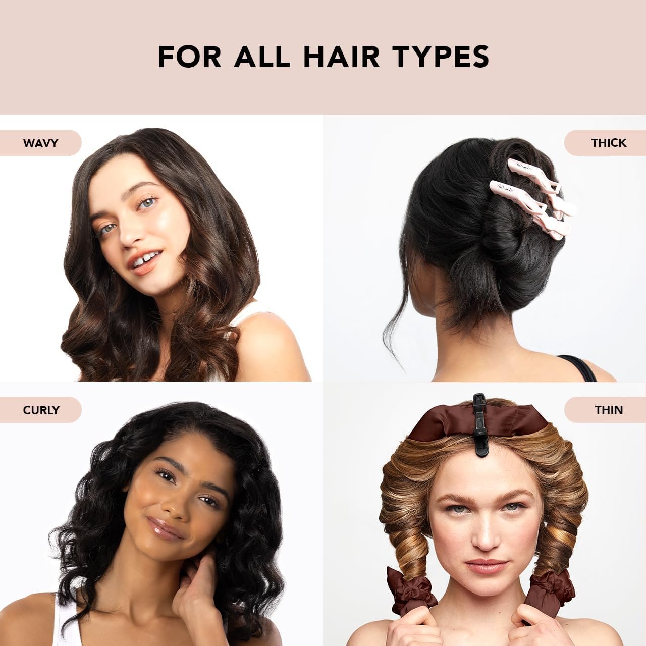 Kitsch Alligator Clips for Hair - Stylish Hair Sectioning and Roller Clips | Ideal for Styling, Volume, and Makeup - Hair Accessories for Women | 3pc Set in Blush Pink