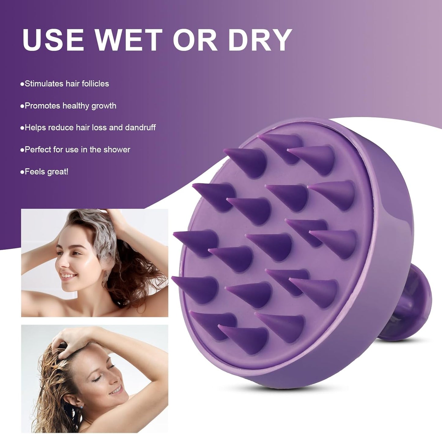 Gezimetie Root Comb 3 Pcs Scalp Massage Brush Applicator Bottle Hair Coloring Scalp Treatment Tools (Purple)