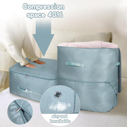 Self-Compression Organizer, Space-Saving Organizer, Compressible Organizer, Storage Bag for Duvets, Blankets and Clothes (Grey, 54 x 42 x 60 cm)