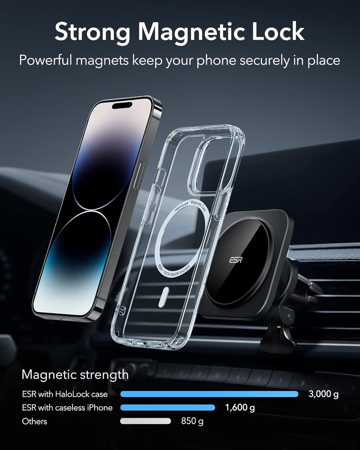 ESR for MagSafe Car Mount, Air Vent Magnetic Car Phone Holder, Magnetic Phone Car Mount for iPhone 16 15 Pro Max Plus 14 13 12 Mini, Galaxy S25 Ultra, MagSafe Car Accessories, Charging Not Supported