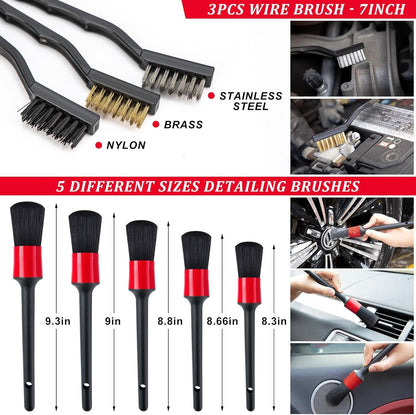 46Pcs Car Wash Cleaning Kit with Foam Gun Sprayer Detailing Brushes Car Vacuum Collapsible Bucket Windshield Cleaning Tool Tire Brush Towels Complete Interior Exterior Detailing Set for Car