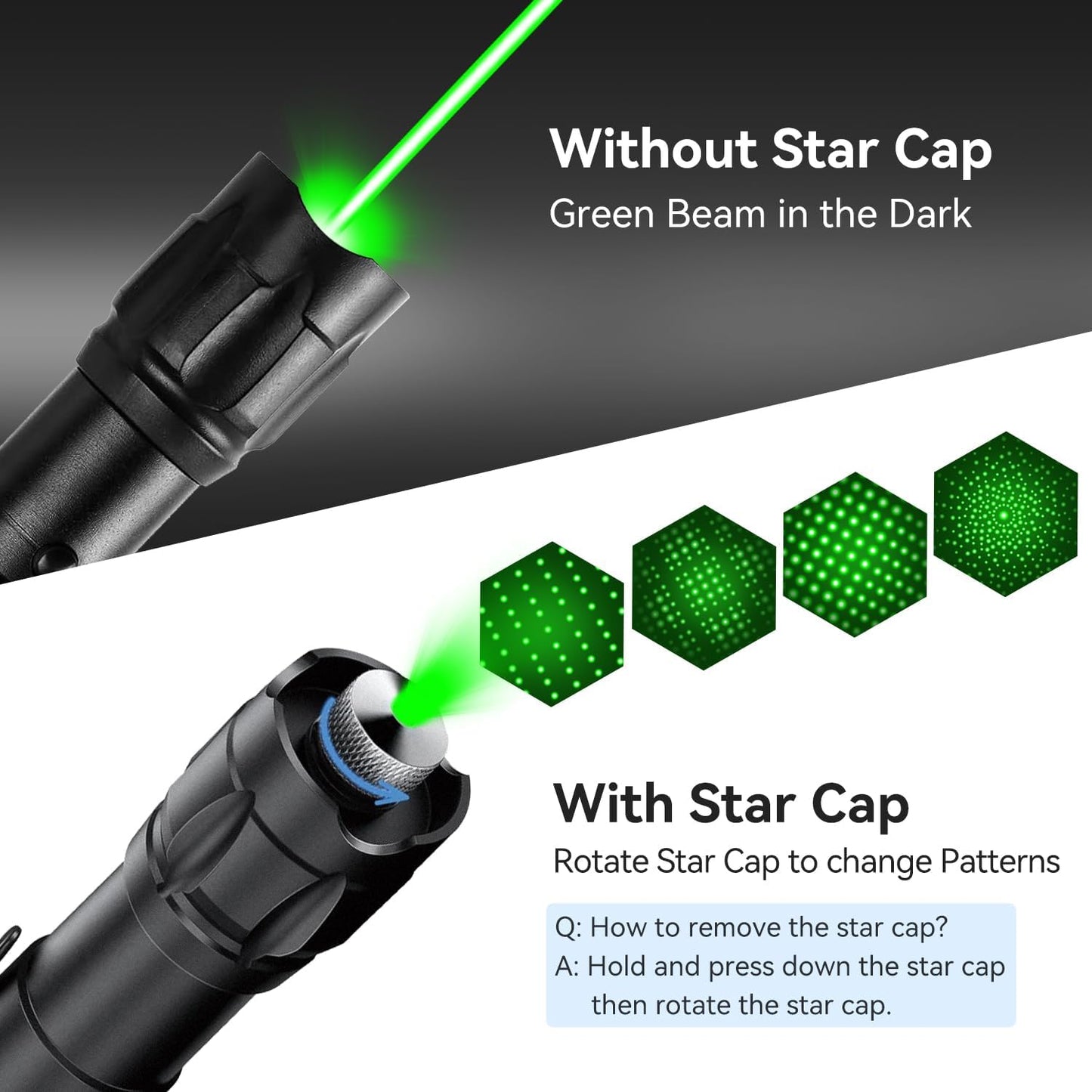 MIPREZT [2 Packs] Rechargeable Professional Green Beam Flashlight Long Distance Range for TV/LED/LCD Screens Tactical Flashlights Presentation Office/Outdoors/Astronomic/Construction 2