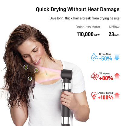 5 in 1 Hot Air Brush Set - 110,000 RPM Hair Dryer for Fast Drying, Multi-Styler with Auto-Wrap Curlers, Straightening and Volumizing Curling Brush