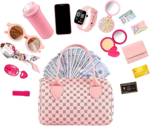 Toddler Purse Toy, Pretend Play Accessories, Princess Dress-Up Set, Fun Role-Playing and Educational Imaginative Play for Kids Ages 3-6 Years, 7.87x4.33x5.12 inches, Pink