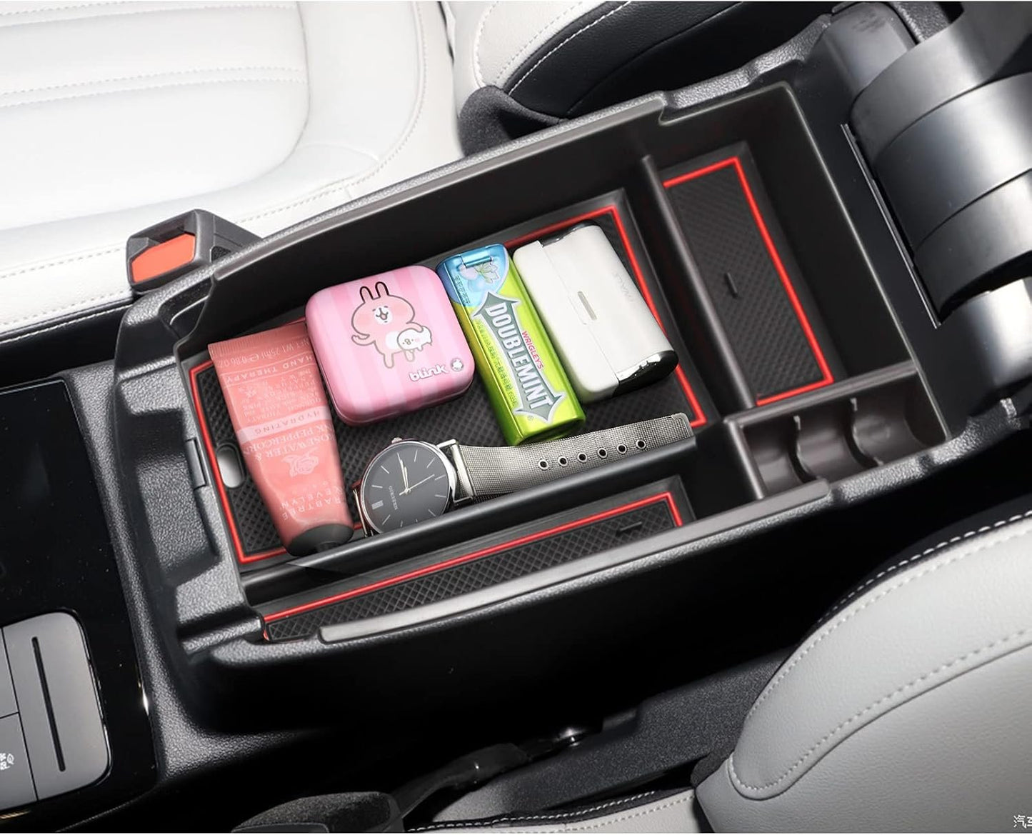 ZCLINKO Center Console Organizer for 2021+ Frod Escape Frod Bronco Sport CX430 Armrest Storage Box Interior Accessories Armrest Organizer ABS Material Tray Insert Organizer Glove Pallet (Red)