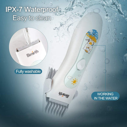 Bimirth - Electronic Hair Razor for Kids with USB Rechargeable Razor and Ceramic Blade, Waterproof, 3 Protective Combs
