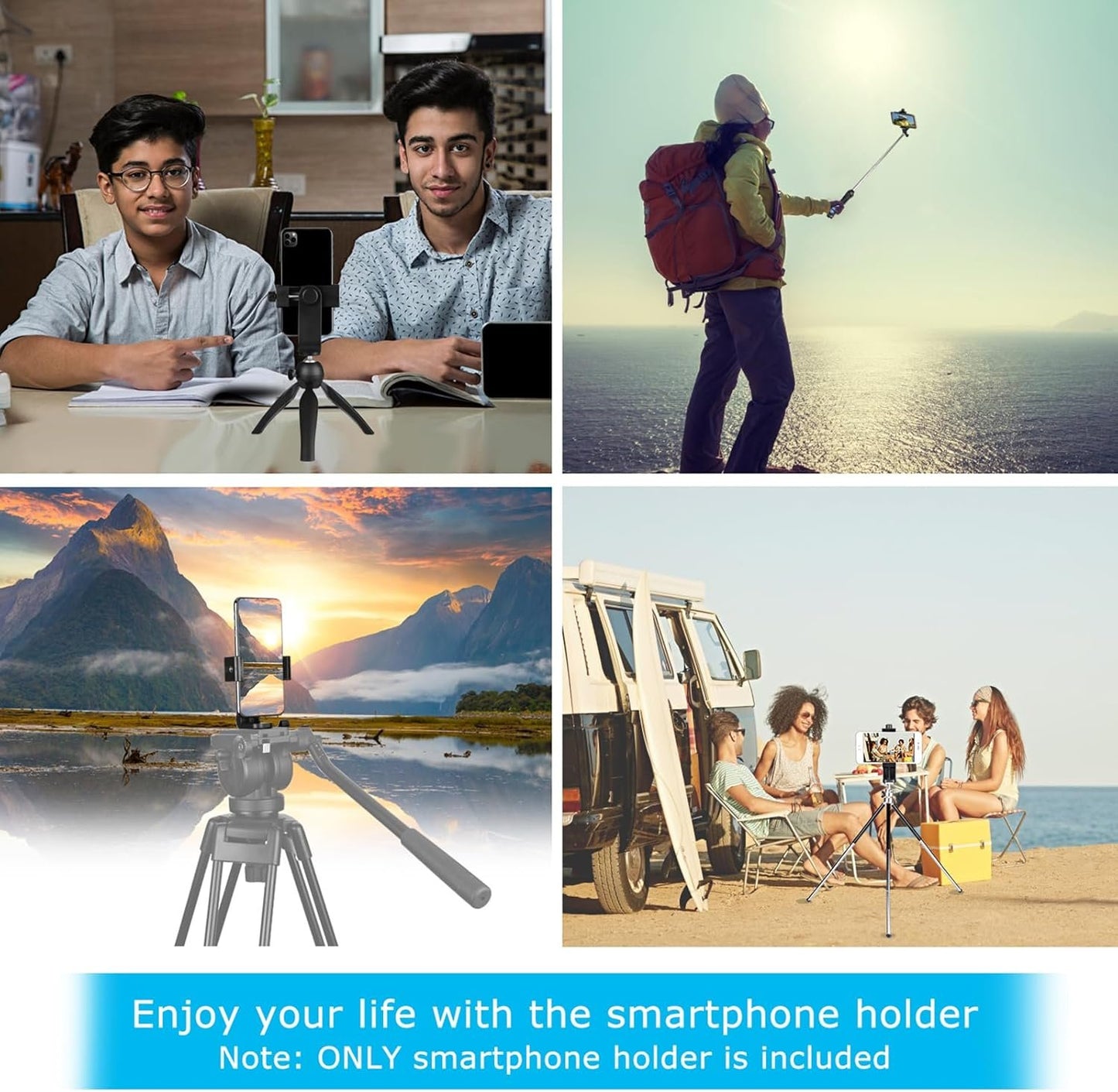 SharingMoment Premium Smartphone Holder/Vertical and Horizontal Tripod Mount Adapter Rotatable Bracket with 1/4 inch Screw/Adjustable Clip for iPhone, Android Cell Phone, Selfie Stick, Camera Stand