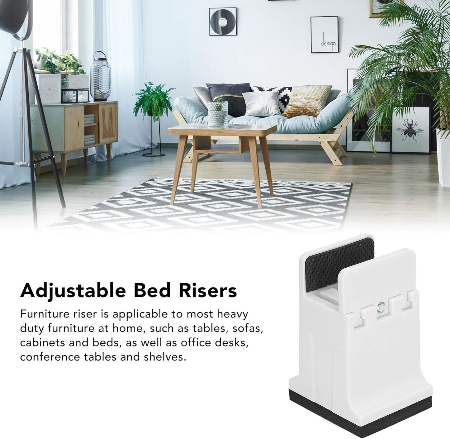 lvifloae Furniture Risers White Furniture Support Tube Adjustable Bed Height Support Tube with Screw Clip Rubber Sofa Bed Support Tube Suitable for (White)