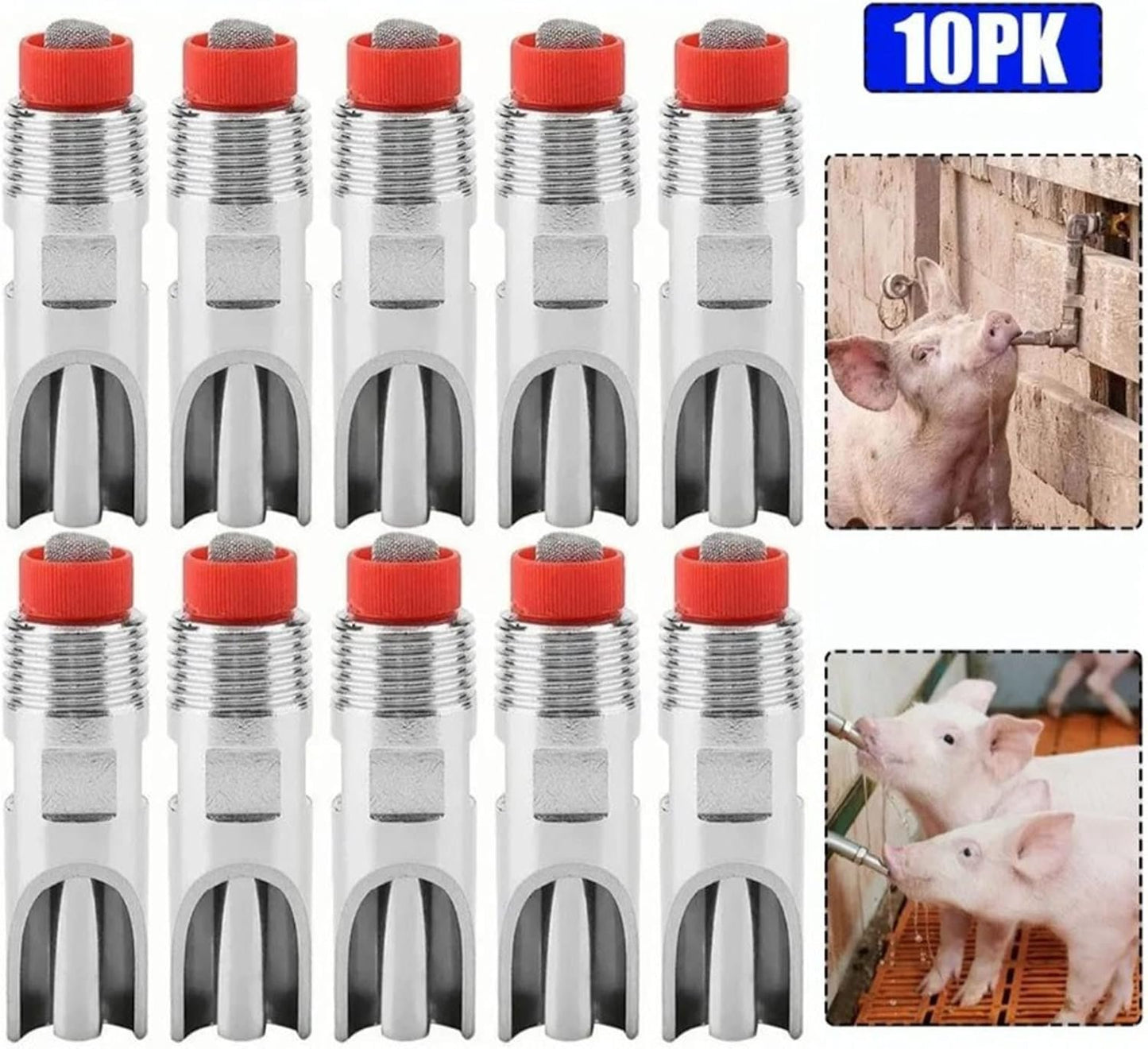 10 Pcs Stainless Steel Nipple Waterer, Automatic Poultry Waterers for Cattle Horses Pigs Sows Dogs Prevent Leakage Poultry Watering Drinker Nipple