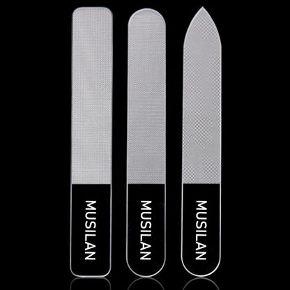 MUSILAN 3PCS Crystal Glass Nail Files Buffers Set,Glass Fingernail File for Professional Manicure Pedicure Nail Care of 3 Crystal Nail File,Glass Nail File for Natural Nails & Acrylic Nails,Precision Filing and Smooth Finish Glass Nail Files With Cases