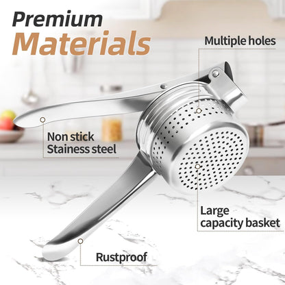 Yopinmall 15 OZ Potato Ricer, Stainless Steel Potato Masher Heavy Duty Ricer for Mashed Potatoes Kitchen Tool Potato Press Kitchen Gadget