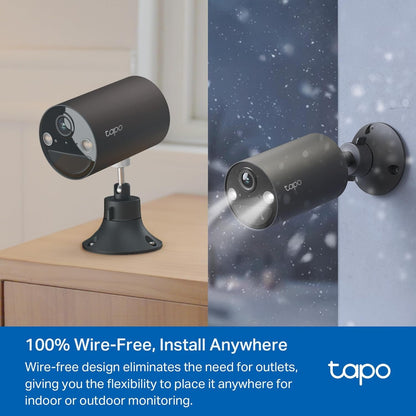 Tapo by TP-Link Wireless Outdoor Security Camera, 1080P, Up to 180 Days Battery Life, Free Person Detection, SD/Cloud Storage, Spotlight Color Night Vision, Alarm, No Hub Needed, Black, C403