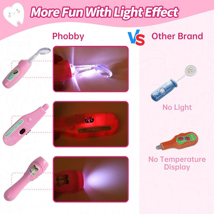 Phobby Durable Doctor Kit for Kids, 27 Pcs Deluxe Pretend Play Medical Kit Toy with Real Stethoscope, Doctor Kit for Toddlers Boys Girls Aged 3 4 5 6 7 8(Pink)