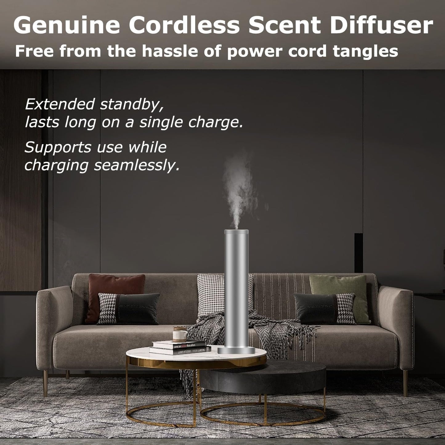 Hotel Aroma Diffuser - Rechargeable Wireless Whole House Diffuser - Home Odor Air Machine - Bluetooth Control - Waterless Essential Oil Diffuser for Large Room