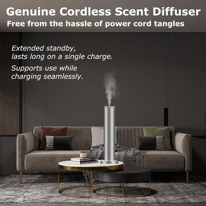 Hotel Aroma Diffuser - Rechargeable Wireless Whole House Diffuser - Home Odor Air Machine - Bluetooth Control - Waterless Essential Oil Diffuser for Large Room