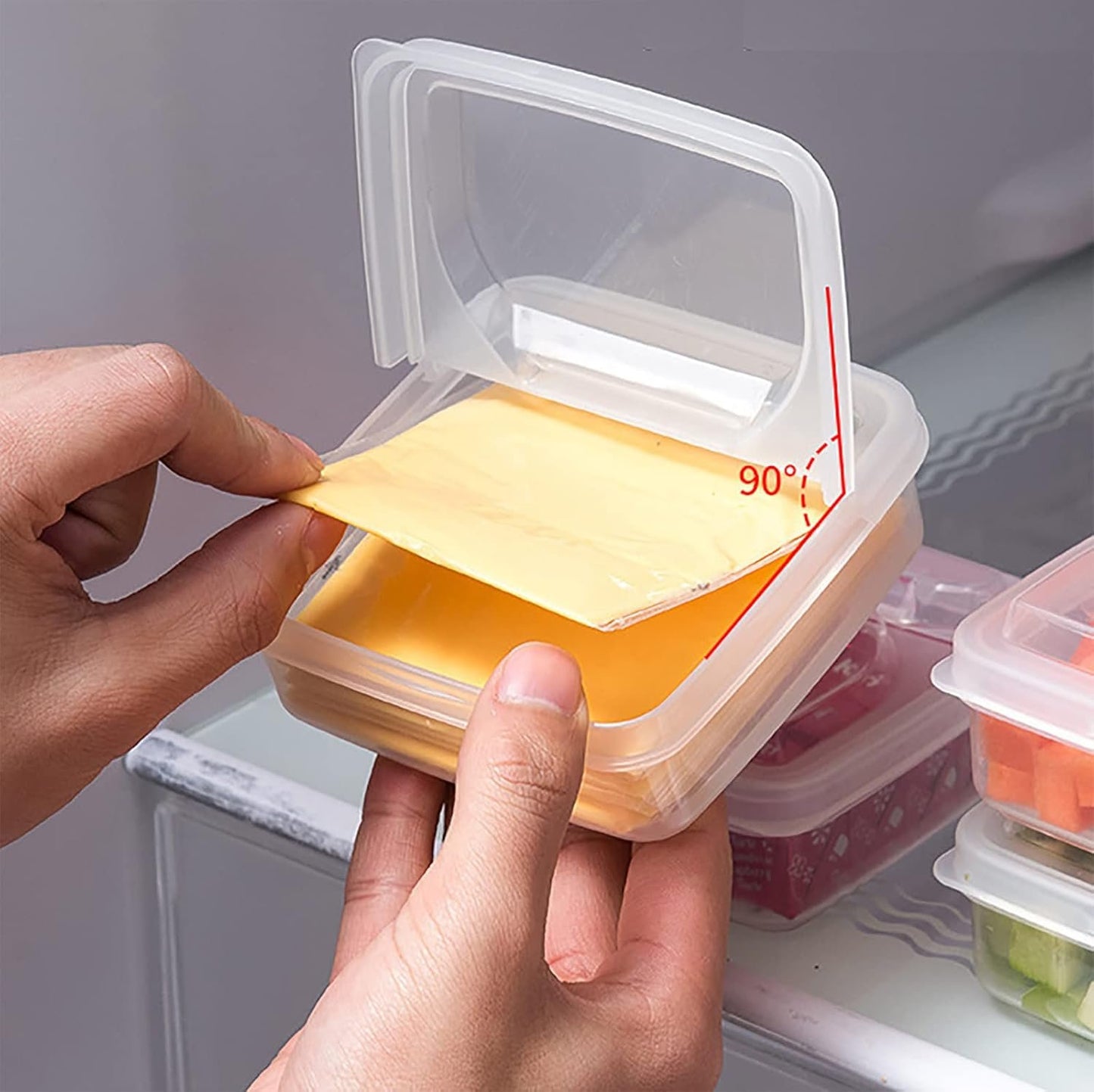 WonLiq 2 Pack-Plastic Sliced Cheese Storage Containers with lids Airtight Keeps Cheese Fresh and Delicious Cheese Container for Fridge