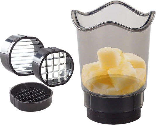 Cup Slicer – Stainless Steel Fruit & Vegetable Cutter, Quick Salad Maker | Banana, Strawberry, Egg Slicer, Kitchen Gadget, Portable Food Prep Tool, Easy Clean, Push Plate Included