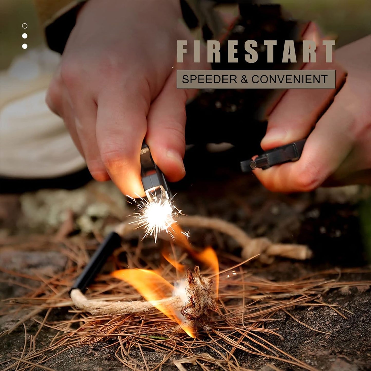 2 Pack Adjustable Paracord Bracelets Kit, Ourtdoor Survival Bracelets Gift with Firestart Whistle Loudest Camping Compass