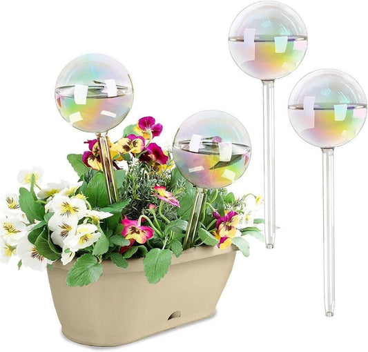 2pcs Plant Watering Bulbs,Decorative Glass Self Watering Planter Insert Devices, Efficient Self-Watering Globes for Indoor & Outdoor Plants (H9 x D2.8, Circle)