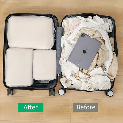 4pcs Packing Cubes, Compression Packing Cubes for Travel compression bags for Packing Organisers Expandable Storage Travel Accessories Luggage-Beige
