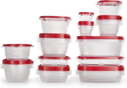 Rubbermaid TakeAlongs Food Storage Containers, 52 Piece Plastic Container Set, Dishwasher and Microwave Safe Meal Prep, Snack, and Lunch Container, BPA Free, Ruby Red