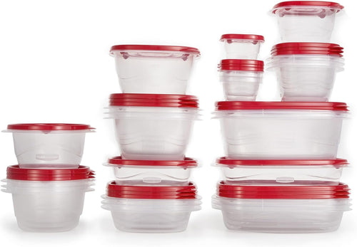Rubbermaid TakeAlongs Food Storage Containers, 52 Piece Plastic Container Set, Dishwasher and Microwave Safe Meal Prep, Snack, and Lunch Container, BPA Free, Ruby Red