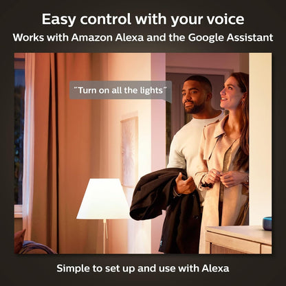 Philips Hue White 9.5W Equivalent 60W A19 Base E26 LED Smart Bulb, Dimmable, Bluetooth & Zigbee Compatible, Voice Activated with Alexa & Google Assistant, 2-Pack (571273)
