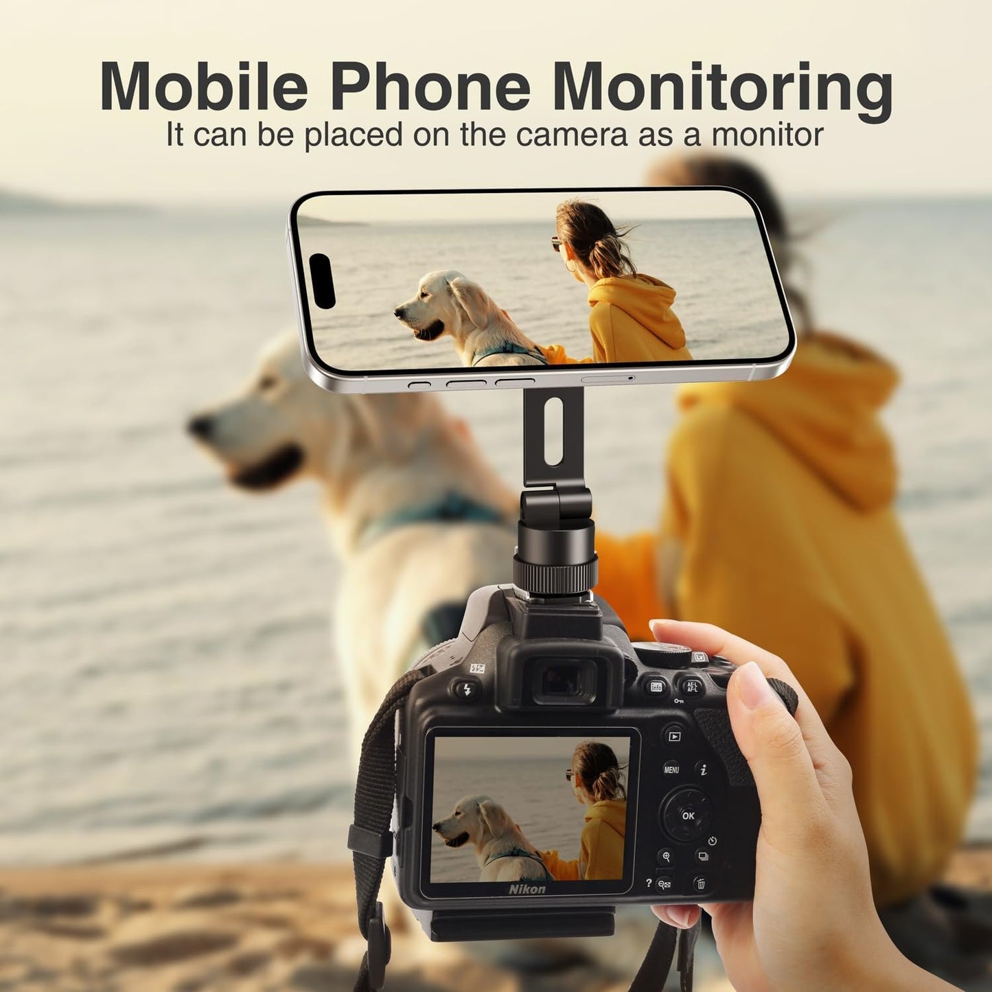 elitehood Aluminum Magnetic Phone Tripod Mount Adapter for MagSafe iPhone 15/14/13 Series with 1/4” Screw & Cold Shoe, Dual 180° Tilt Phone Mount for Portable Electronic Devices