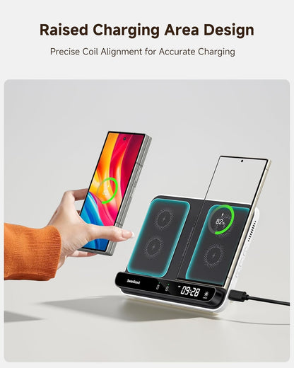 SwanScout 30W Dual Phone Wireless Charger, Wireless Charger for Samsung Z Fold/Google Pixel 9 Pro Fold, SwanScout 504F, Charging Station for Samsung S25/S24/S23, iPhone 16/15/14, Pixel 9/8/7/6