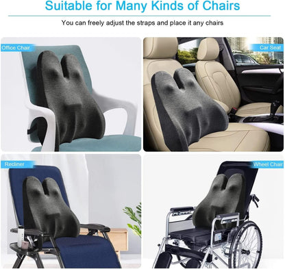 Mofish Lumbar Support Pillow Upgraded Back Support Pillow Memory Foam Back Cushion Backrest with Massage Nodes and Adjustable Strap, Ergonomic Design for Lower Back Pain Relief for Car Home Office