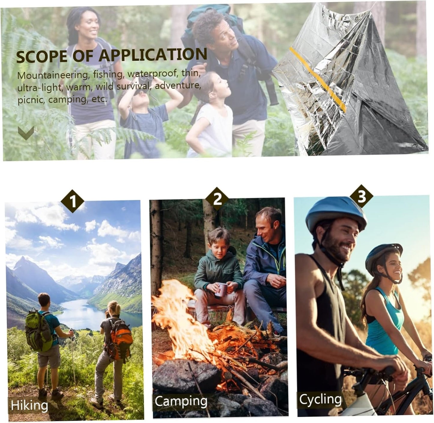 CORHAD 2pcs Disposable Emergency Shelter Tent Portable Camping Sos Survival Tent for Outdoor Use Windproof