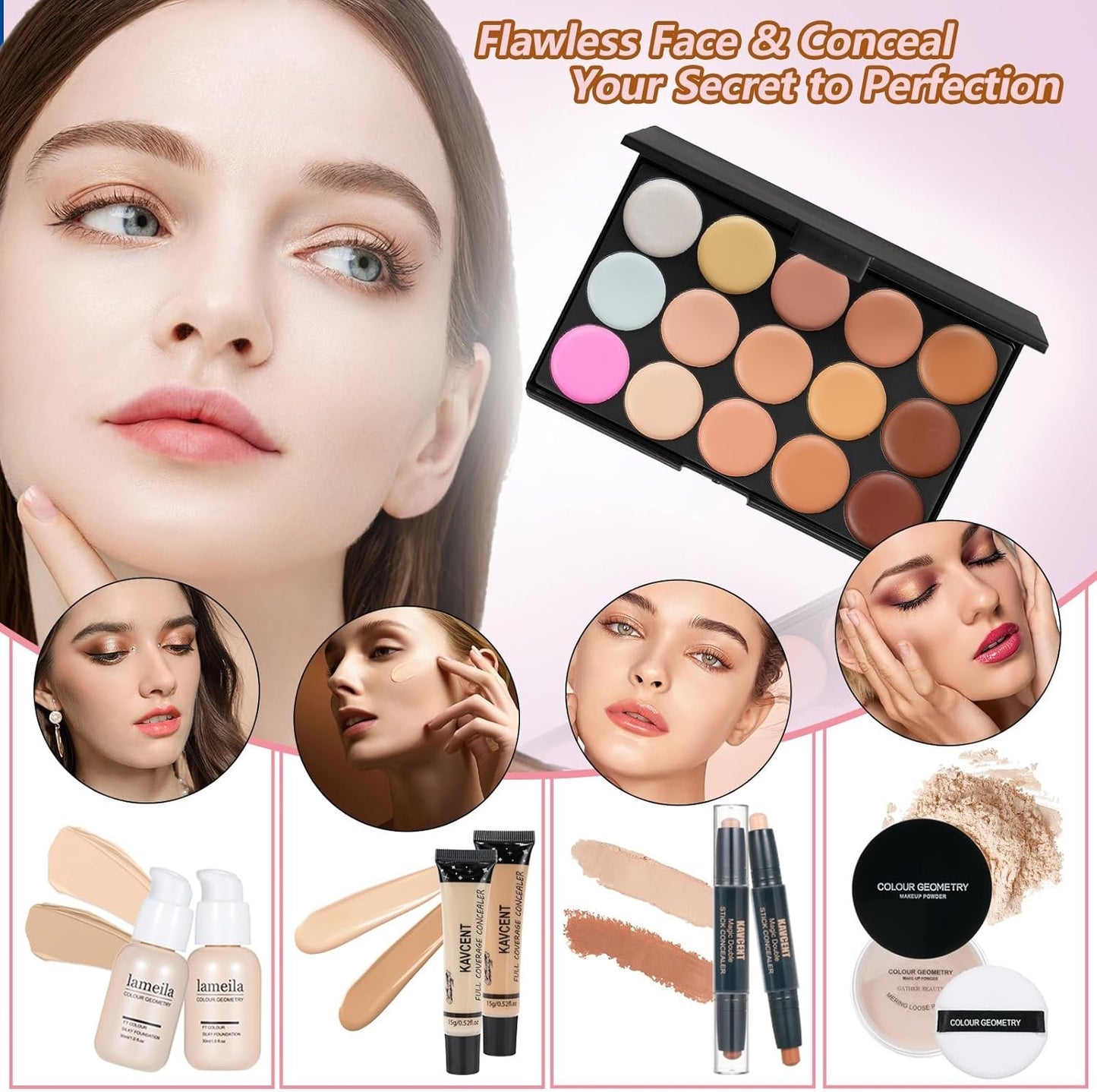 Makeup Kits Makeup Kit for Women Full Kit Makeup Sets for Teens Makeup Gift Set for Women Eyeshadow Palette Lip Gloss Foundation Concealer Mascara Make up Kit