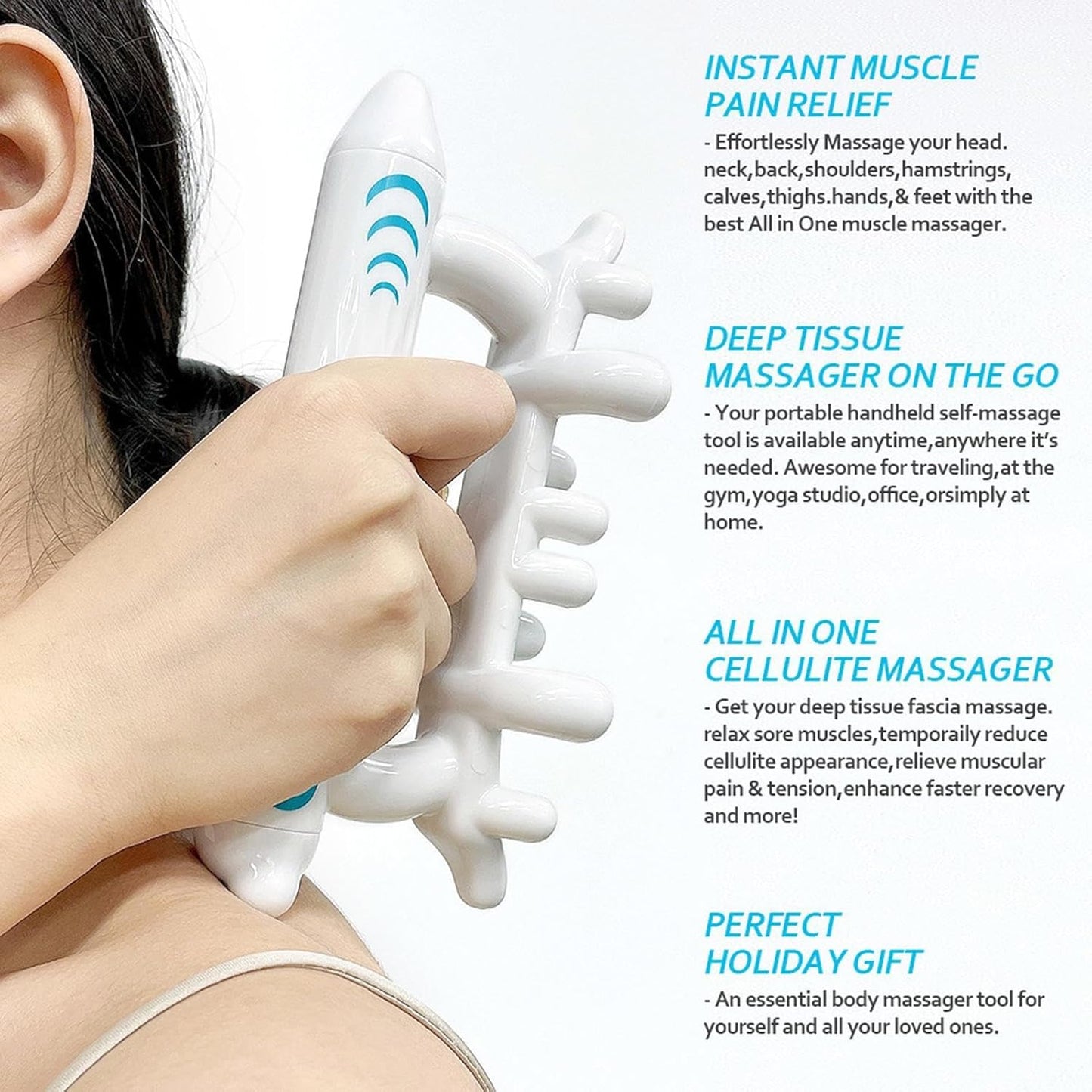 Ungtyb Fascia Massage Tool, Anti-Cellulite Stick, Myofascial Release Roller, Deep Tissue Relief, Trigger Point Massager, Ideal for Neck, Back, Muscle Recovery, 7.87x3.35x3.35in
