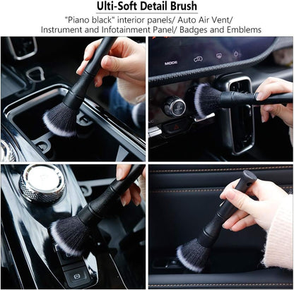 AntBooBoo 3 Pack Ultra-Soft Detailing Brush Set, Comfortable Grip and Scratch-Free Cleaning for Exterior, Interior Panels, Emblems, Badges, Gauge Cluster, Infotainment Screen