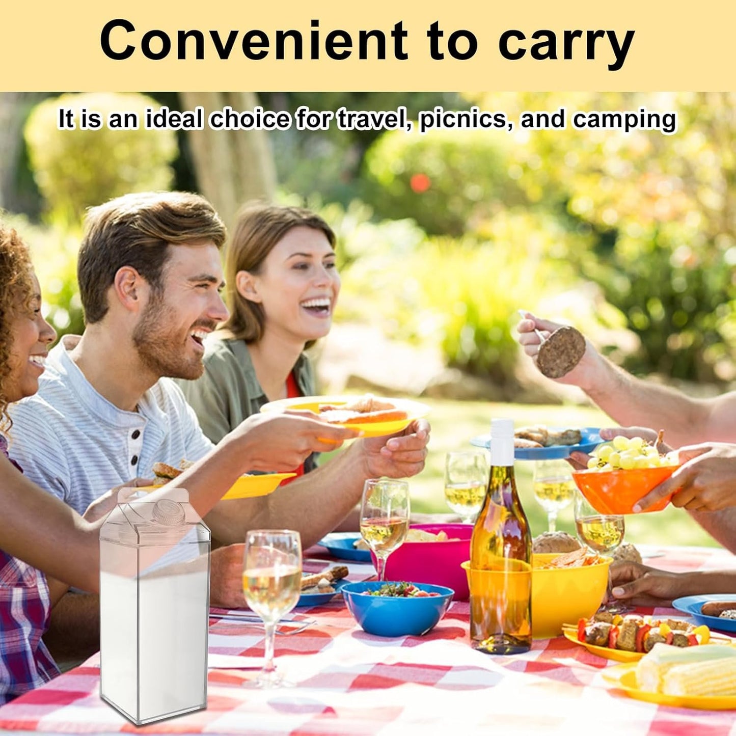 LCZNXJJY 66.8oz Milk Carton Water Bottles Transparent Drinking Cup Reusable Square Juice Bottles Leakproof Clear Plastic Milk Box Container for Water Juice Ice Tea Sports Outdoor Travel Camping