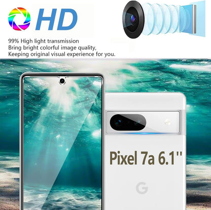 [3+3 Pack] Glass Screen Protector for Google Pixel 7a, 9H Tempered Glass, Ultrasonic Fingerprint Compatible, HD Clear Case Friendly for Google Pixel 7a 5G Glass Screen Protector