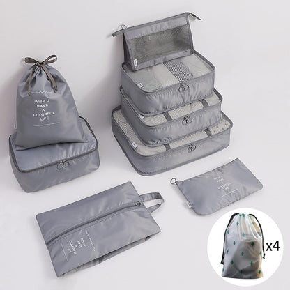 Jikekiroto 12-Piece Travel Organizer Suitcase Set Luggage Packing Set Travel Cubes Packing Organizers Sacks Storage Suitcase Set (Grey)