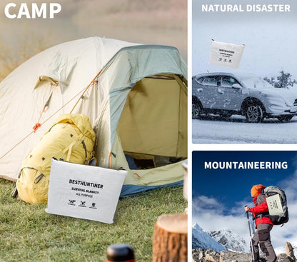 BESTHUNTINER Heavy Duty Aluminium Survival Blanket -Multifunctional Reflective Tarp Insulate Blanket - 213cmx150cm Waterproof Durable Camping Space Shelter Emergency Blanket