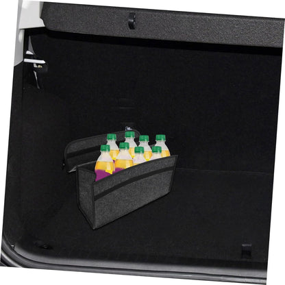 Gatuida Collapsible Car Trunk Organizer with Lid Felt Storage Box for Suv Auto Trunk Organizer with Multiple Compartments for Groceries and Tools Stylish Design