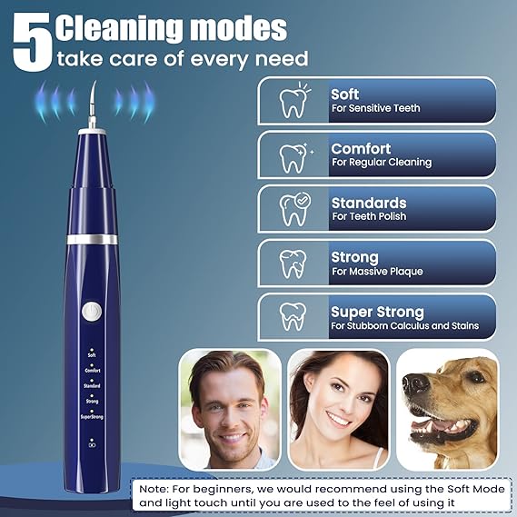 Plaque/Tartar Remover for Teeth, Dental Calculus Remover Teeth Cleaning Kit with LED Light & 5 Adjustable Modes