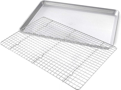 USA Pans USA Pan Bakeware Extra Large Sheet Baking Pan and Bakeable Nonstick Cooling Rack Set