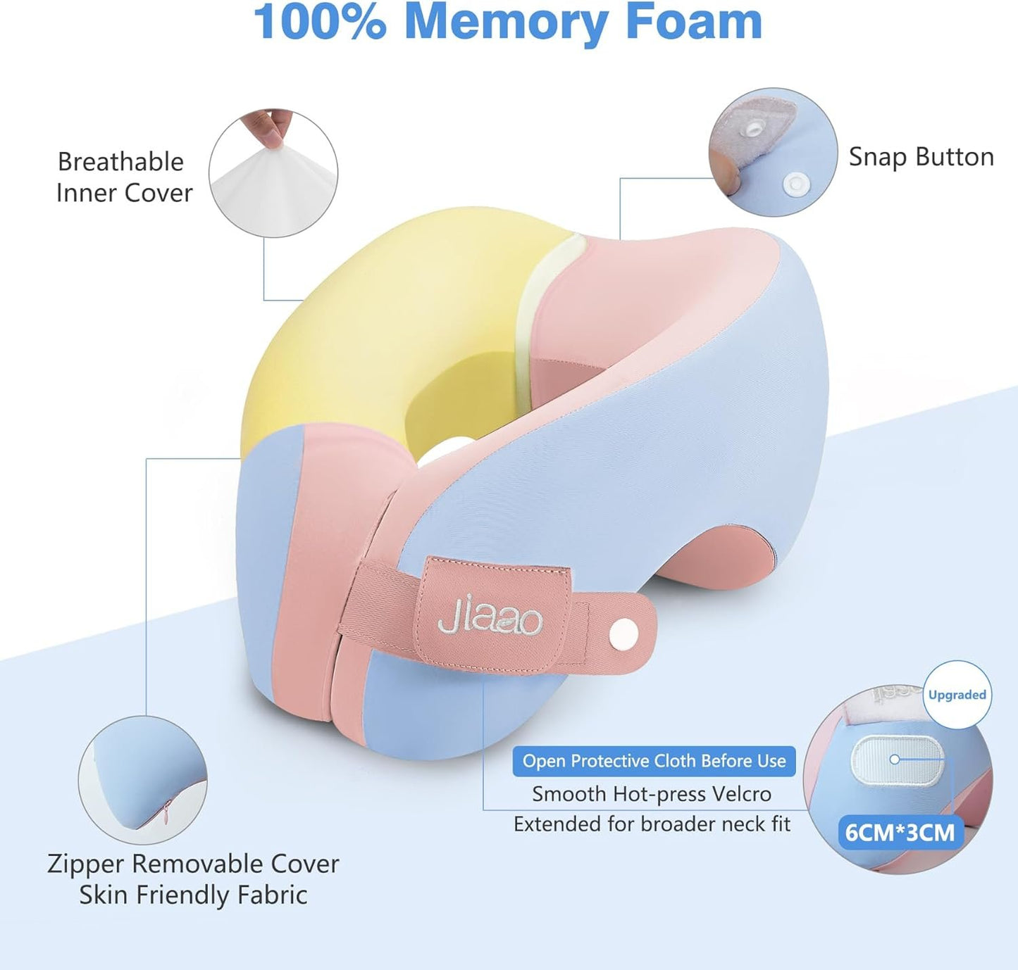 jiaao Travel Neck Pillow, Ergonomic Airplane Pillow for International Flights, Travel Essentials with 3D Eye Masks, Ear Plugs and Storage Bag, U Shaped Neck Support for Road Trips, Camping, Train