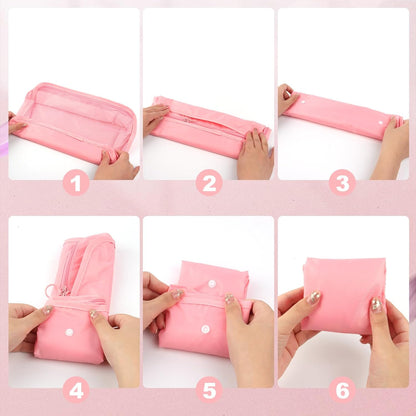 RISVOWO 7 Pieces Packing Cubes, Suitcase Organizer, Travel Suitcase Organizer, Travel Organizer, Storage Bag Organizer, Storage Suitcase Set, for Clothes, Shoes, Cosmetics (Pink)