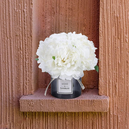 Artificial Hydrangea and Glass vase Decoration, Ins Style Artificial Flower Glass Bottle Set, Suitable for Living Room, Dining Table, Office, Wedding, Hotel Banquet and Other Home Decoration. (white)…