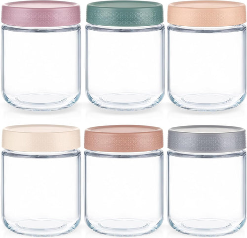 Feshory 6 Pack (550 ML/19 Oz) Overnight Oats Container Jar with Lid - Glass Food Storage Containers - Meal Prep Container for Salad, Spice, Snacks, Dressing Sauce